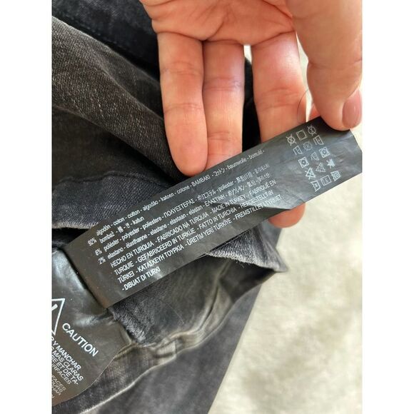 Zara EUC Denim Cropped Off Shoulder Top Ruffled Sleeves Size S - Picture 13 of 15